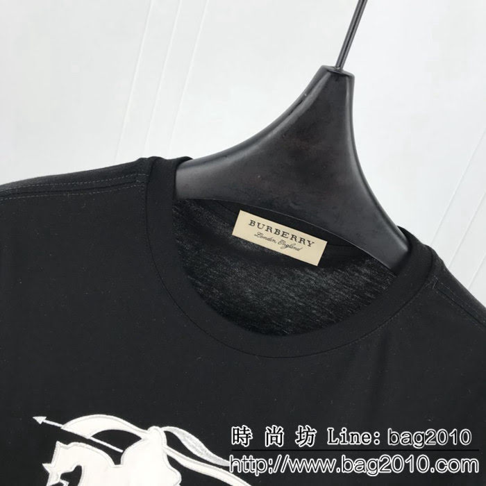 BURBERRY巴寶莉 19ss早春新款短袖 刺繡大騎士 刺繡立體字母 定制面料 高版本男女同款 ydi2227